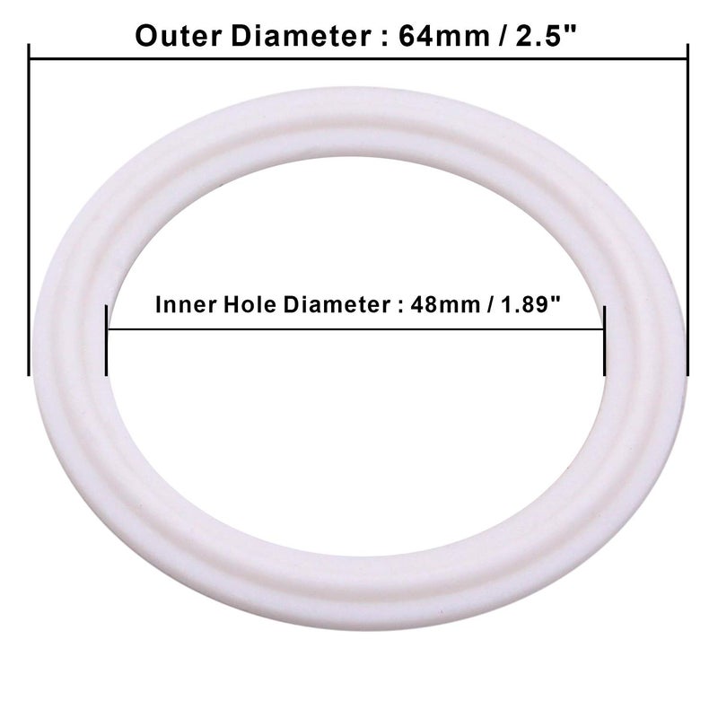 DERNORD Teflon (PTFE) Tri-Clamp Gasket O-ring - 2 Inch Style Fits OD 64MM Sanitary Pipe Weld Ferrule (Pack of 20) - Image 5